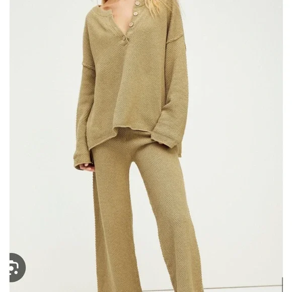 Free People Hailee Sweater Set Large Dried Moss NWT - Picture 2 of 5